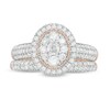 Thumbnail Image 3 of 0.95 CT. T.W. Multi-Diamond Oval Frame Vintage-Style Bridal Set in 10K Rose Gold