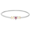 Thumbnail Image 0 of 5.0mm Heart-Shaped Lab-Created Ruby "MOM" Flexible Bangle in Sterling Silver and 10K Gold