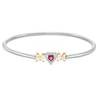 Thumbnail Image 1 of 5.0mm Heart-Shaped Lab-Created Ruby "MOM" Flexible Bangle in Sterling Silver and 10K Gold