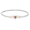 Thumbnail Image 0 of 5.0mm Heart-Shaped Lab-Created Ruby "MOM" Flexible Bangle in Sterling Silver and 10K Gold