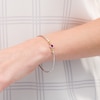 Thumbnail Image 1 of 5.0mm Heart-Shaped Lab-Created Ruby "MOM" Flexible Bangle in Sterling Silver and 10K Gold