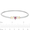 Thumbnail Image 2 of 5.0mm Heart-Shaped Lab-Created Ruby "MOM" Flexible Bangle in Sterling Silver and 10K Gold