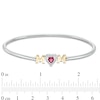 Thumbnail Image 3 of 5.0mm Heart-Shaped Lab-Created Ruby "MOM" Flexible Bangle in Sterling Silver and 10K Gold