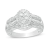 Thumbnail Image 0 of 0.50 CT. T.W. Composite Diamond Oval Frame Multi-Row Vintage-Style Engagement Ring in 10K White Gold