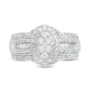 Thumbnail Image 3 of 0.50 CT. T.W. Composite Diamond Oval Frame Multi-Row Vintage-Style Engagement Ring in 10K White Gold