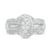 Thumbnail Image 4 of 0.50 CT. T.W. Composite Diamond Oval Frame Multi-Row Vintage-Style Engagement Ring in 10K White Gold