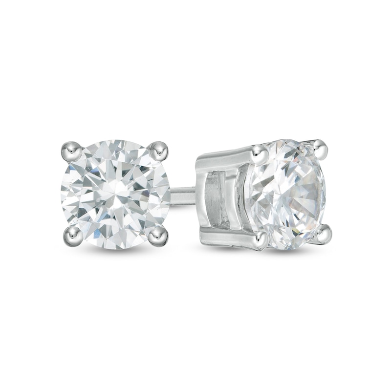 Main Image 1 of 0.58 CT. T.W. Diamond Solitaire Stud Earrings in 14K White Gold