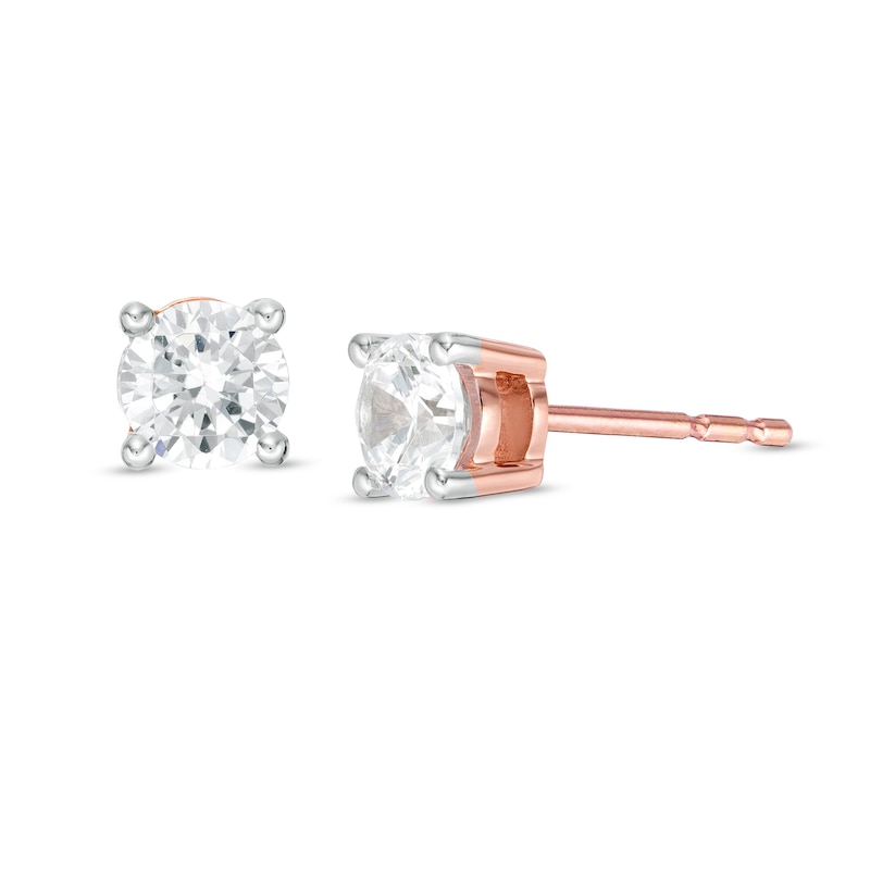 0.69 CT. T.W. Diamond Solitaire Stud Earrings in 14K Rose Gold
