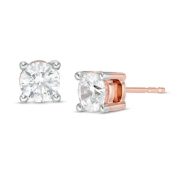 0.95 CT. T.W. Diamond Solitaire Stud Earrings in 14K Rose Gold