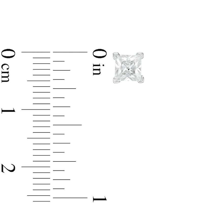Main Image 3 of 0.95 CT. T.W. Princess-Cut Diamond Solitaire Stud Earrings in 14K Gold