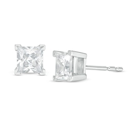 0.95 CT. T.W. Princess-Cut Diamond Solitaire Stud Earrings in 14K White Gold