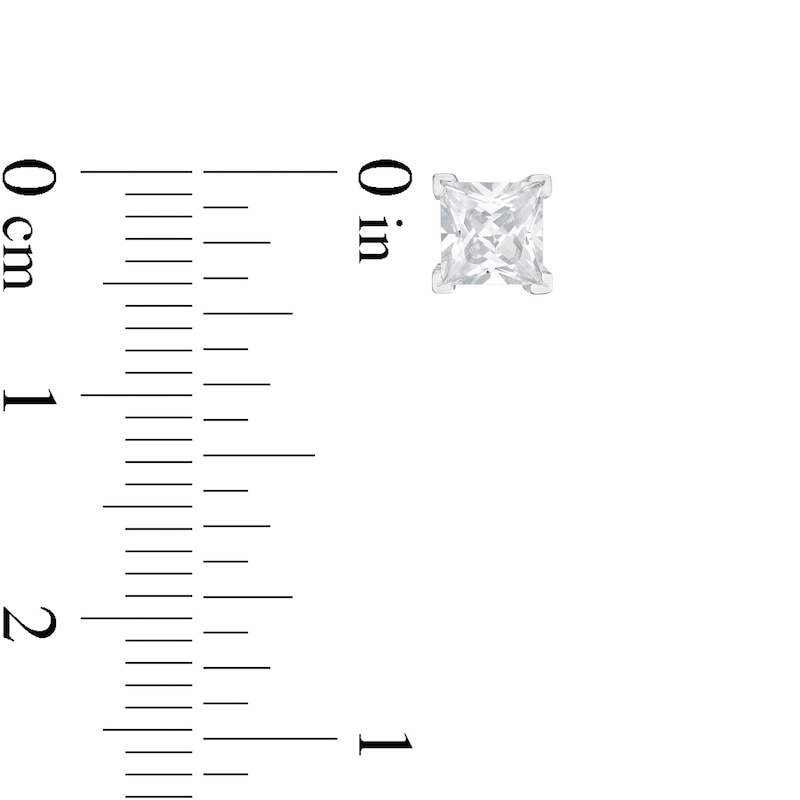 Main Image 3 of 0.95 CT. T.W. Princess-Cut Diamond Solitaire Stud Earrings in 14K White Gold
