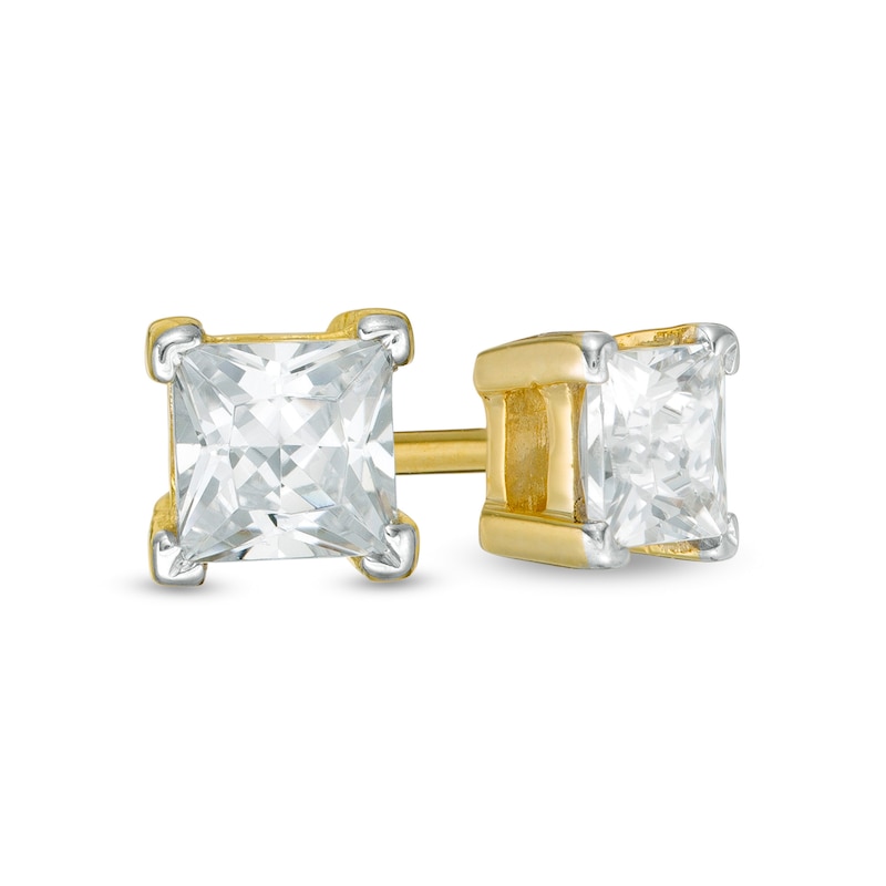0.37 CT. T.W. Princess-Cut Diamond Solitaire Stud Earrings in 14K Gold
