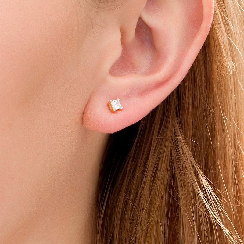0.37 CT. T.W. Princess-Cut Diamond Solitaire Stud Earrings in 14K Gold