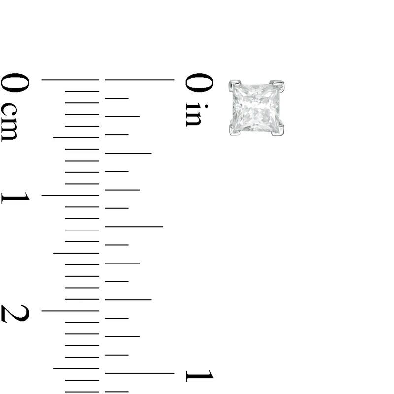 Main Image 3 of 0.58 CT. T.W. Princess-Cut Diamond Solitaire Stud Earrings in 14K Gold
