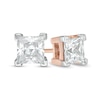 Thumbnail Image 0 of 0.95 CT. T.W. Princess-Cut Diamond Solitaire Stud Earrings in 14K Rose Gold