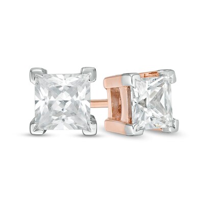 CT. T.W. Princess-Cut Diamond Solitaire Stud Earrings in 14K Rose Gold