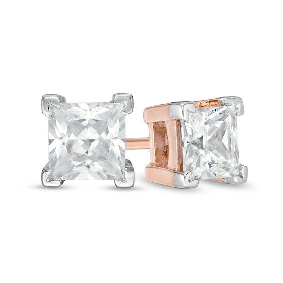 CT. T.W. Princess-Cut Diamond Solitaire Stud Earrings in 14K Rose Gold