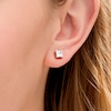 Thumbnail Image 2 of 0.95 CT. T.W. Princess-Cut Diamond Solitaire Stud Earrings in 14K Rose Gold