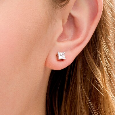 CT. T.W. Princess-Cut Diamond Solitaire Stud Earrings in 14K Rose Gold