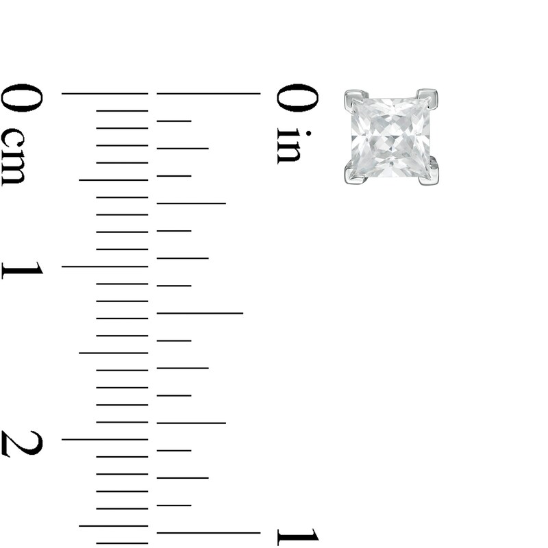 Main Image 3 of 0.95 CT. T.W. Princess-Cut Diamond Solitaire Stud Earrings in 14K Rose Gold