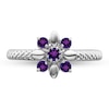 Thumbnail Image 2 of Stackable Expressions™ Amethyst Flower Cable Shank Ring in Sterling Silver