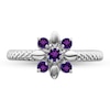 Thumbnail Image 1 of Stackable Expressions™ Amethyst Flower Cable Shank Ring in Sterling Silver