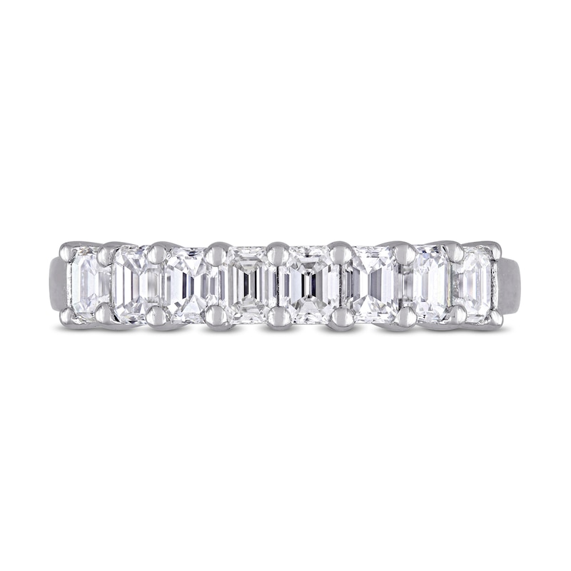 Main Image 4 of 0.95 CT. T.W. Emerald-Cut Diamond Eight Stone Anniversary Band in 14K White Gold (H/VS2)