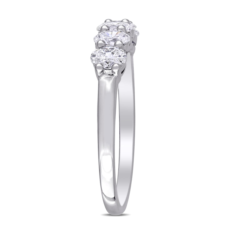 Main Image 3 of 0.95 CT. T.W. Oval Diamond Five Stone Anniversary Band in 14K White Gold (H/VS2)