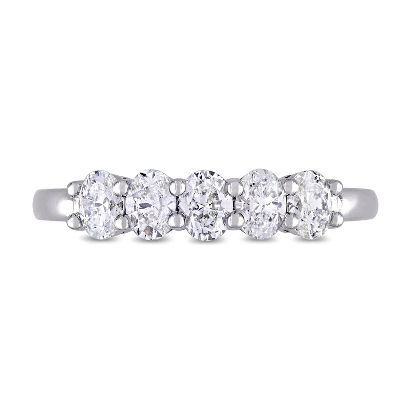 Main Image 4 of 0.95 CT. T.W. Oval Diamond Five Stone Anniversary Band in 14K White Gold (H/VS2)