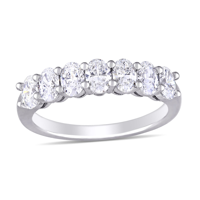 Main Image 1 of 1.29 CT. T.W. Oval Diamond Seven Stone Anniversary Band in 14K White Gold (G/SI2)