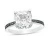 Thumbnail Image 0 of Cushion-Cut Lab-Created White Sapphire and 0.06 CT. T.W. Black Diamond Flower Engagement Ring in 10K White Gold