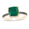 Thumbnail Image 0 of 8.0mm Cushion-Cut Lab-Created Emerald and 0.06 CT. T.W. Black Diamond Flower Engagement Ring in 10K Gold