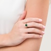 Thumbnail Image 2 of 8.0mm Cushion-Cut Lab-Created Emerald and 0.06 CT. T.W. Black Diamond Flower Engagement Ring in 10K Gold