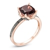 Thumbnail Image 2 of 8.0mm Cushion-Cut Garnet and 0.06 CT. T.W. Black Diamond Flower Engagement Ring in 10K Rose Gold