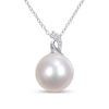 Thumbnail Image 0 of 12.0-12.5mm Button Cultured Freshwater Pearl and Diamond Accent Pendant in Sterling Silver