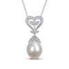 Thumbnail Image 0 of 10.0-10.5mm Cultured Freshwater Pearl and 0.05 CT. T.W. Diamond Vintage-Style Heart-Top Pendant in Sterling Silver