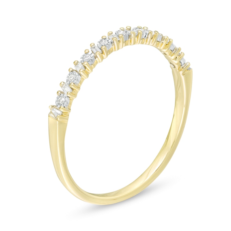 0.065 CT. T.W. Baguette and Round Diamond Alternating Anniversary Band in 10K Gold|Peoples Jewellers