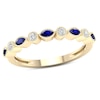 Thumbnail Image 0 of Marquise Blue Sapphire and 0.10 CT. T.W. Diamond Four Stone Art Deco Stackable Ring in 10K Gold