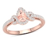 Thumbnail Image 0 of Pear-Shaped Morganite and 0.33 CT. T.W. Diamond Infinity Ribbon Frame Ring in 10K Rose Gold