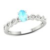 Thumbnail Image 0 of Oval Aquamarine and 0.07 CT. T.W. Diamond Cascading Ribbon Shank Ring in 10K White Gold