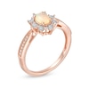 Thumbnail Image 3 of Oval Opal and 0.10 CT. T.W. Diamond Sunburst Frame Vintage-Style Tapered Shank Ring in 10K Rose Gold