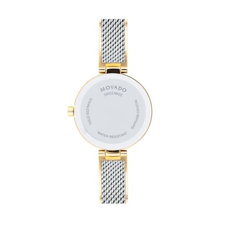 Ladies' Movado Amika Two-Tone Mesh Bangle Watch with White Mother-of Pearl Dial (Model: 0607362)