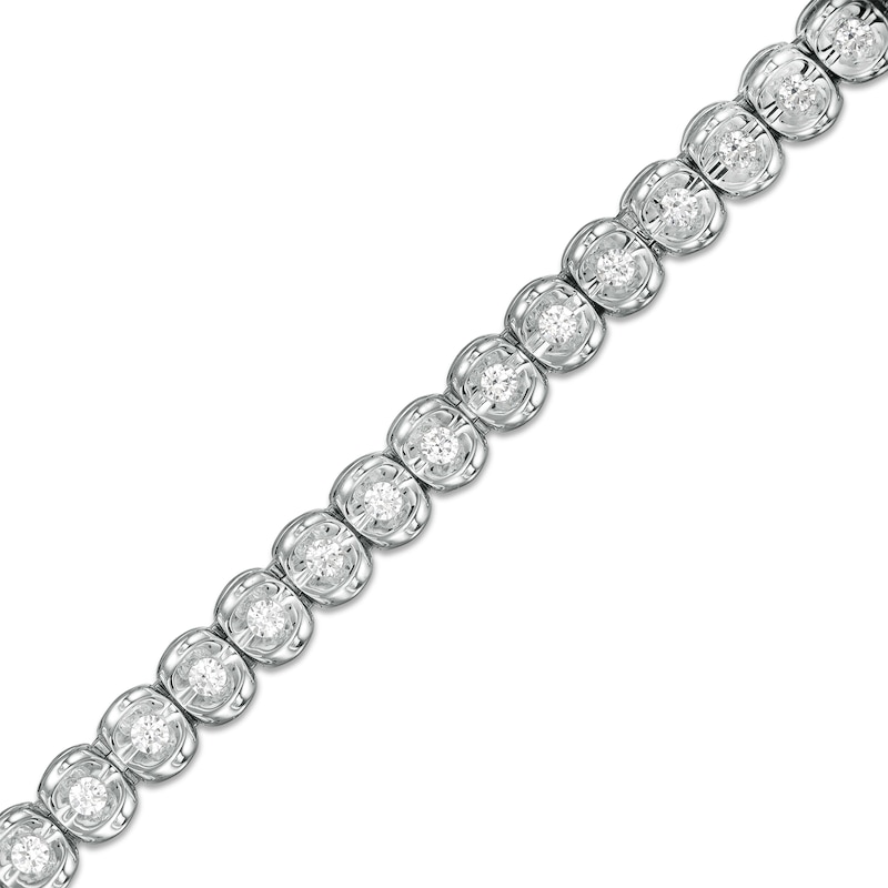 Main Image 1 of 1.01 CT. T.W. Diamond Tennis Bracelet in 10K White Gold - 7.25"