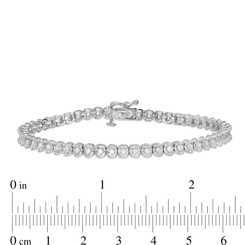 Main Image 4 of 1.01 CT. T.W. Diamond Tennis Bracelet in 10K White Gold - 7.25"