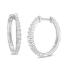 Thumbnail Image 0 of 0.50 CT. T.W. Diamond Graduated Oval Hoop Earrings in 10K White Gold