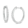 Thumbnail Image 1 of 0.50 CT. T.W. Diamond Graduated Oval Hoop Earrings in 10K White Gold