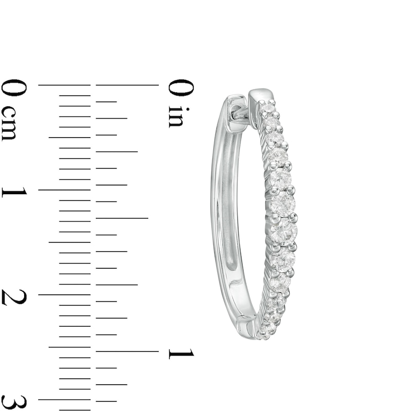 Main Image 2 of 0.50 CT. T.W. Diamond Graduated Oval Hoop Earrings in 10K White Gold