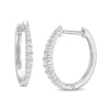 Thumbnail Image 0 of 0.25 CT. T.W. Diamond Graduated Oval Hoop Earrings in 10K White Gold