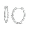 Thumbnail Image 1 of 0.25 CT. T.W. Diamond Graduated Oval Hoop Earrings in 10K White Gold